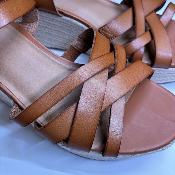 Torrid Brown Faux Leather Espadrille Platform Wedge Sandals - Size 12 - Picture 4 of 11